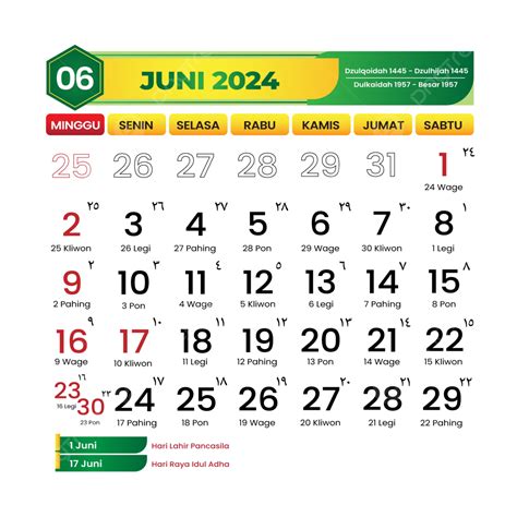 kalender bulan juni 2024